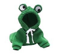 Ropa cálida de invierno para perro, lindo abrigo de felpa con capucha, chaqueta de disfraz para cachorro, gato, bulldog francés, chihuahua, ropa para perros pequeños, color verde, XS
