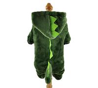 Ropa cálida de invierno para perro, lindo abrigo de felpa con capucha, chaqueta de disfraz para cachorro, gato, bulldog francés, chihuahua, ropa para perros pequeños, verde, M