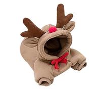 Ropa cálida de invierno para perro, lindo abrigo de frutas con capucha de forro polar para mascotas, chaqueta de disfraz para bulldog francés, chihuahua, ropa para perro (café, M)