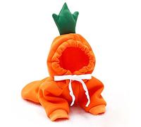 Ropa cálida de invierno para perro, lindo abrigo de frutas con capucha de forro polar para mascotas, chaqueta de disfraz para bulldog francés, chihuahua, ropa para perro (naranja, S)
