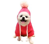 Ropa cálida de invierno para perro, lindo abrigo de frutas con capucha de forro polar para mascotas, chaqueta de disfraz para bulldog francés, chihuahua, ropa para perro (1 rojo rosa, S)