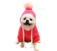 Ropa cálida de invierno para perro, lindo abrigo de frutas con capucha de forro polar para perros de mascotas, chaqueta para bulldog francés, chihuahua, ropa para Perro (1 rojo rosa, XS)