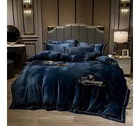Ropa Cama edredones con Funda Almohada a Juego acogedora Suave y cálida Cubierta edredón de Franela (Color: tamaño Rojo: Doble) (Azul Lleno)