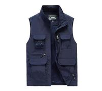 Ropa Camuflaje Hombre Chaleco de Gran tamaño con Cremallera para Hombre, Chaquetas con Cuello levantado, Bolsillos, Abrigos sin Mangas, Cierre Abierto, Tops, Vacaciones sin Mangas j1-Dark Blue 5XL