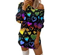 Ropa casual de San Valentín de las mujeres moda cómoda amor impreso fuera del hombro ropa, verde, XXL