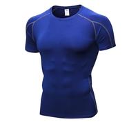 Ropa Ciclismo Hombre Camiseta de Manga Corta Secado rápido for Entrenamiento en Gimnasio, Capa Base, for Correr, Baloncesto, Mallas Deportivas atléticas(Blue,XXL)
