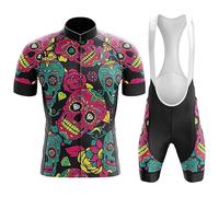 Ropa Ciclismo Hombre Conjunto Ciclista Verano Maillot Bici MTB Manga Corta,Traje Bicicleta Camiseta Ciclo y Culotte Tirantes con 19D Gel Acolchado,Completa Jerseys Transpirable Secado Rápido(A4,XL)