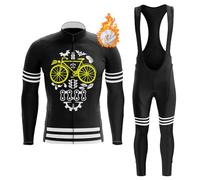Ropa Ciclismo Hombre Invierno Conjunto Ciclista Maillot Bici MTB Polar Térmico,Traje Bicicleta Chaquetas Manga Larga y Culotte Tirantes con 19D Gel Acolchado,Completa de Jerseys Ciclo BTT(B12,5XL)
