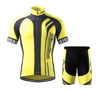 Ropa Ciclismo Hombre Verano Conjunto Bici MTB Maillot Ciclista Manga Corta,Traje Bicicleta Camiseta Ciclo y Pantalones Cortos con 9D Gel Acolchado,Completa Jerseys Transpirable Secado Rápido(6,L)