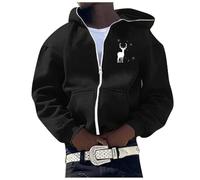 Ropa con Capucha Casual de los Hombres Primavera Otoño e Invierno al aire libre Moda Diaria Tendencia Sudadera a Cuadros, Negro-D, XL