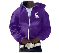 Ropa con Capucha Casual de los Hombres Primavera Otoño e Invierno al aire libre Moda Diaria Tendencia Sudadera a Cuadros, Violeta-e, XXL