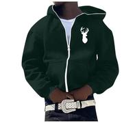 Ropa con Capucha Casual de los Hombres Primavera Otoño e Invierno al aire libre Moda Diaria Tendencia Sudadera a Cuadros, Dark Green-c, XL