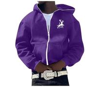 Ropa con Capucha Casual de los Hombres Primavera Otoño e Invierno al aire libre Moda Diaria Tendencia Sudadera a Cuadros, Violeta-b, L