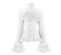 Ropa Cosplay Vistiendo Camisas De Cuello Alto Con Volantes De Encaje - Arte, Juego De Roles De Ensueño, Trajes De Ópera, Camisas De Juego De Roles Retro, Elegante Blusa De Vestuario De Teatro (negro /