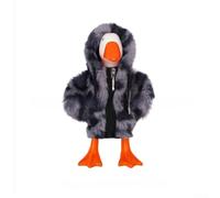 Ropa creativa para ganso de escritorio de 7 pulgadas con capucha blanca y cremallera frontal para traer un elemento alegre a la organización del escritorio (estampado de pantera gris)