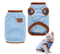 Ropa de algodón para gatos, suéter cálido de invierno para gatos y perros pequeños, lindo suéter para gatos, chaleco para mascotas, para chihuahua, Yorkshire, corgi galés (azul, S)
