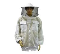 Ropa de apicultura de medio cuerpo de algodón transpirable, gruesa y antipicaduras 3D(Grey,XXL)