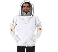 Ropa de apicultura, velo, capucha, guantes, sombrero, chaqueta de tela, traje protector de apicultura, equipo de apicultor con capucha(Beekeeper jacket,XXL)
