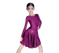 Ropa De Baile Latino De Manga Larga Para Niñas, Ropa De Actuación Profesional Para Niños, Para Salsa, Tango, Salón De Baile, Competición, Falda, Traje, Ropa De Práctica De Baile Para Niños(Pulp color,