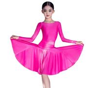 Ropa De Baile Latino De Manga Larga Para Niñas, Ropa De Actuación Profesional Para Niños, Para Salsa, Tango, Salón De Baile, Competición, Falda, Traje, Ropa De Práctica De Baile Para Niños(Rose red,13