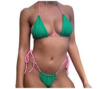 Ropa De Baño Bikini Deportivo Mujer Trajes Vendaje Bikini sólido Mujeres Natación Traje de baño Traje Playa Trajes Piezas Conjunto Talla Grande Curvy Mujer (Green, XL)