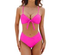 Ropa de Baño Mujer Braga Bikini Brasileño Mujer Bikinis de Talle Traje Baño para Traje Pajarita Frente 2 Corbata Bikinis Tanga 2026 Bikini (Hot Pink XL)