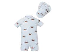 Ropa De Baño Niña - Maillot De Bain Pour Garçon Avec Bonnet Pour Tout-Petits De 1 À 6 ANS Tenue De Plage D'Été Confortable (Light Blue 18-24 Months)