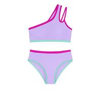 Ropa de Baño Niña Un Hombro Bikinis Trajes de Dos Piezas Adolescente Niña Ligero Secado Rápido Comodos Casual Playa Piscina Surfista Rash Guard Bañador (Purple, 11-12 Years)