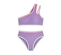 Ropa de Baño Niña Un Hombro Trajes de Dos Piezas Adolescente Niña Bikinis Comodos Ligero Secado Rápido Casual Playa Piscina Surfista Rash Guard Bañadores (Purple, 15-16 Years)