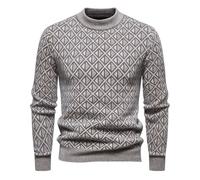 Ropa de barco fit color block para hombre otoño e invierno, suéter de punto para hombre Suéteres de invierno de pelo, Caqui., L