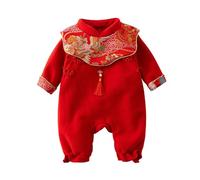 Ropa de bebé de otoño e invierno de lana fina gruesa para recién nacidos clase A ropa de estilo nacional Tang Suit Female Baby One Year Old Clothing Baby A, rojo, 6-12 meses