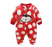 Ropa de Bebé Siamesa Bolsa de Pies de Lana Polar de Manga Larga Ropa de Rayas (Naranja)