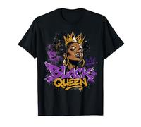 Ropa de Calle Black Queen Grafitti Drip Doodles Crown Purple Camiseta