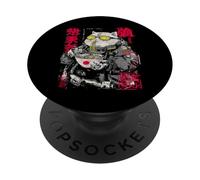 Ropa de Calle Japonesa Gato Gordo Come Ramen Cyberpunk Y2K Anime PopSockets PopGrip Adhesivo