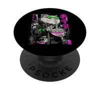 Ropa de Calle Japonesa Gato Gordo Come Ramen Cyberpunk Y2K Anime PopSockets PopGrip Adhesivo