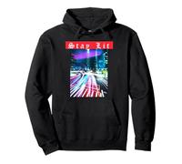 Ropa de Calle Stay Lit - City Lights Vaporwave Aethetic Sudadera con Capucha