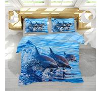 Ropa de Cama 200x200 Juegos de Fundas para edredón Niña Creativo 3D Oceano Mundo Delfín Ballena Tortuga Medusa Coral niños Funda nórdica + Funda de Almohada