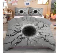 Ropa De Cama 3D Líneas De Agujero Negro Blanco Y Negro Universo De Ciencia Ficción,Reversible Funda De Edredón De Microfibra De Poliéster Fundas De Cremallera Oculta Y Funda De Almohada,220X240Cm