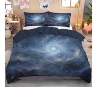 Ropa De Cama 3D Visión De Vórtice Azul Blanco Universo De Ciencia Ficción,Reversible Funda De Edredón De Microfibra De Poliéster Fundas De Cremallera Oculta Y Funda De Almohada,220X260Cm