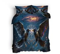 Ropa de Cama antialérgica 150x200cm Tótem del Cuervo Encadenado Ropa de Cama de Colores Capa Reversible de Microfibra con diseño Doble y Cremallera Oculta, Uso fácil