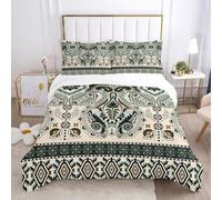 Ropa de Cama Bohemia Mandala Juego de Funda de edredón Azul Morado Estilo étnico Exótico Elefante Funda nórdica y Funda de Almohada Rayas Retro Europeo (Estilo 4, 220x240 cm - Cama 150 cm)