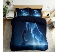 Ropa de Cama Caballo Espíritu de Cristal 220 x 240 cm, 3 Piezas Funda Nórdica con 2 Fundas de Almohada 50x75 cm, Magia Fantasía para Niñas Adolescentes Dormitorio, con Cremallera