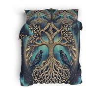 Ropa de Cama con Cremallera 135x200cm Tótem del árbol del Cuervo Ropa de Cama Decorativa Envoltorio Decorativo para Cama, Microfibra Suave, diseño Doble, Cremallera discreta
