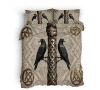 Ropa de Cama con Cremallera 135x200cm Tótem del Cuervo Ropa de Cama Decorativa Envoltorio Decorativo para Cama, Microfibra Suave, diseño Doble, Cremallera discreta