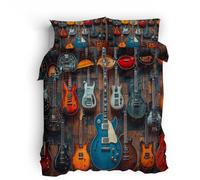 Ropa de Cama con Dibujos 220x240cm Muro De Guitarras Ropa de Cama Floral Cubierta Microfibra Impresa Doble Cara, Suave al Tacto, Cierre Invisible, sin decoloración