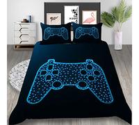Ropa de Cama con Gamer Gamepad 3D Funda Nórdica Funda de Almohada Controlador de Videojuegos Creativa Impresión Moda Bedding para Niño Adolescentes Chico (Negro, 180x210cm Cama 90 cm)