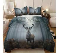Ropa de Cama de 220x200cm - CiervoJuego de Ropa de Cama para Todo el año 3 Piezas - Funda nórdica con 2 Fundas de Almohada de 50x75cm - Fauna Silvestre del Bosque