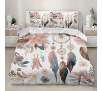 Ropa de Cama de 260x240 cm Cama 180cm, Bohemia RomáNtica Funda Nórdica Microfibra Suave y Confortable Hipoalergénico, Blanco 3 Piezas 2 Fundas de Almohada para Niños y Niñas