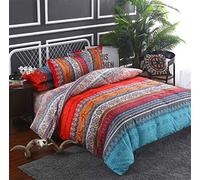 Ropa de Cama de Bohemia Estilo exotico Étnico Mandala Microfibra Funda nórdica Fundas de Almohada Rojo Azul Amarillo Verde (Bohemia 1,Funda nórdica 200x200 cm - Cama 105 cm)