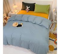 Ropa de Cama de Color Puro Minimalista Funda Nórdica 3 Piezas, Juego de Funda de Edredón Naranja Verde Azul Funda de Nórdica y 2 Fundas de Almohada Para Niños y Niñas (Azul,Cama 105 (200 x 200 cm))